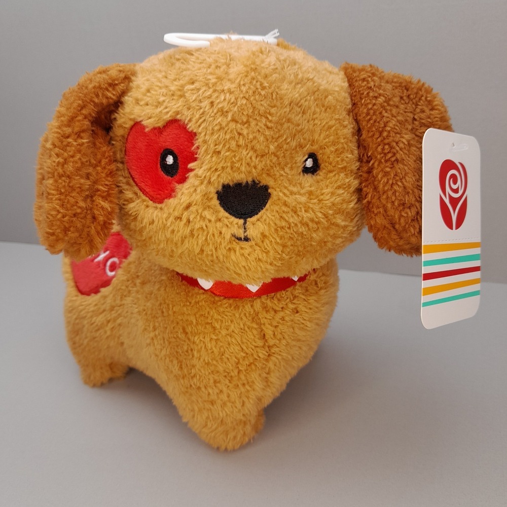 American Greetings Dog XOXO Heart Plush 8" Brown Stuffed Animal NWT Toy - Picture 2 of 8